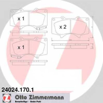 Колодки тормозные дисковые для MITSUBISHI PAJERO / TOYOTA HILUX, LAND CRUISER 150, LAND CRUISER <b>ZIMMERMANN 24024.170.1 / 24024</b>