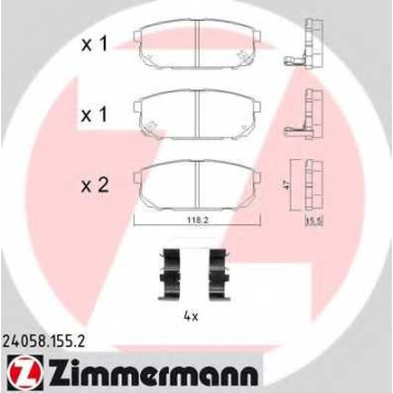 Колодки тормозные дисковые для KIA SORENTO(JC) <b>ZIMMERMANN 24058.155.2 / 23993</b>