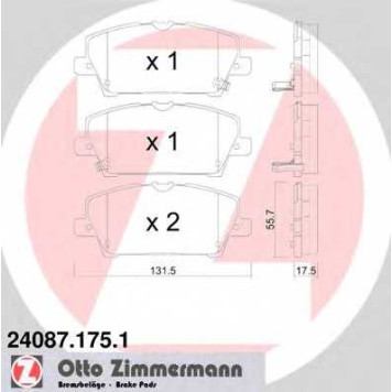 Колодки тормозные дисковые для HONDA CIVIC(FA,FD,FK,FN) <b>ZIMMERMANN 24087.175.1 / 24087</b>