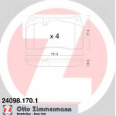 Колодки тормозные дисковые для AUDI A3(8PA), TT(8J3,8J9) / VW TOUAREG(7L6,7L7,7LA,7P5) <b>ZIMMERMANN 24098.170.1 / 24098</b>