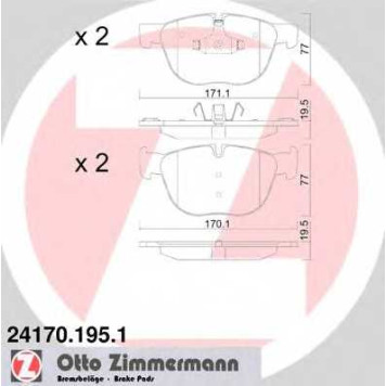Колодки тормозные дисковые для BMW X5(E70,F15,F85), X6(E71,E72,F16,F86) <b>ZIMMERMANN 24170.195.1 / 24170</b>