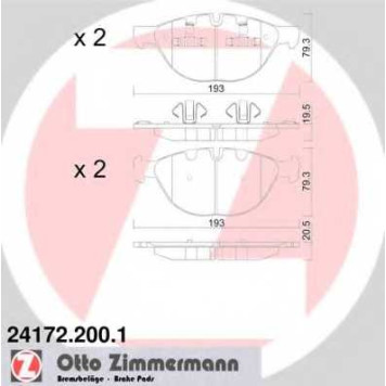 Колодки тормозные дисковые для BMW X5(E70,F15,F85), X6(E71,E72,F16,F86) <b>ZIMMERMANN 24172.200.1 / 24172</b>