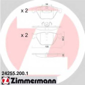 Колодки тормозные дисковые для BMW 3(E90,E91,E92,E93), X1(E84) <b>ZIMMERMANN 24255.200.1 / 23313</b>