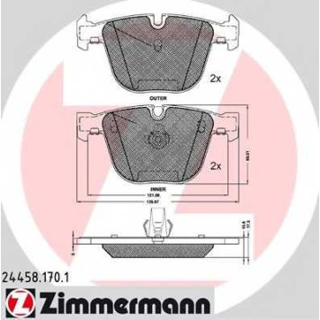 Колодки тормозные дисковые для BMW X5(E70,F15,F85), X6(E71,E72) <b>ZIMMERMANN 24458.170.1 / 24458</b>