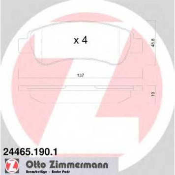 Колодки тормозные дисковые для CITROEN JUMPER / FIAT DUCATO(250,290) / PEUGEOT BOXER <b>ZIMMERMANN 24465.190.1 / 24465</b>-1