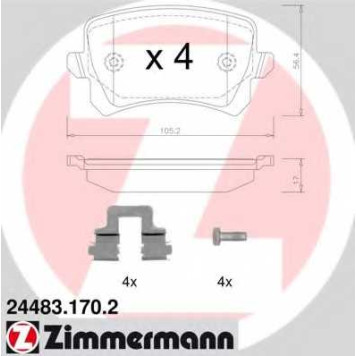Колодки тормозные дисковые для AUDI A6, Q3 / VW CC, PASSAT, SHARAN, TIGUAN <b>ZIMMERMANN 24483.170.2 / 24483</b>