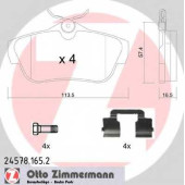Колодки тормозные дисковые для CITROEN JUMPY / FIAT SCUDO(270, 272) / PEUGEOT EXPERT(VF3A#, VF3U#, VF3V#, VF3X#) <b>ZIMMERMANN 24578.165.2 / 24578</b>