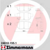 Колодки тормозные дисковые для LEXUS CT / SUBARU TREZIA / TOYOTA AURIS, IQ, URBAN CRUISER, VERSO S, YARIS <b>ZIMMERMANN 24610.155.1 / 24610</b>