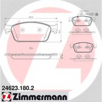 Колодки тормозные дисковые для VW MULTIVAN, TRANSPORTER <b>ZIMMERMANN 24623.180.2 / 24623</b>
