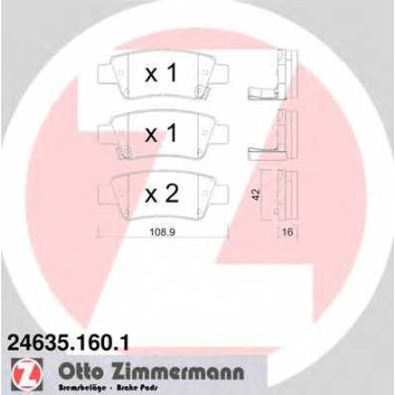 Колодки тормозные дисковые для HONDA CR(RE) <b>ZIMMERMANN 24635.160.1 / 24635</b>