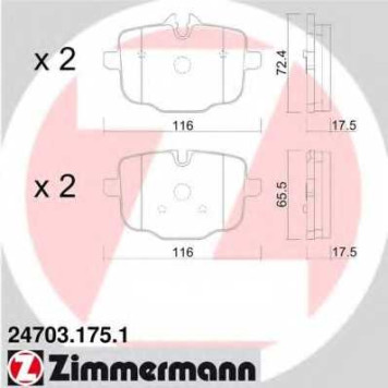 Колодки тормозные дисковые для BMW 5(F10,F11,F18), 6(F06,F12,F13) <b>ZIMMERMANN 24703.175.1 / 24703</b>