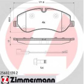 Колодки тормозные дисковые для FORD TOURNEO CUSTOM, TRANSIT CUSTOM, TRANSIT <b>ZIMMERMANN 25602.170.2 / 25602</b>