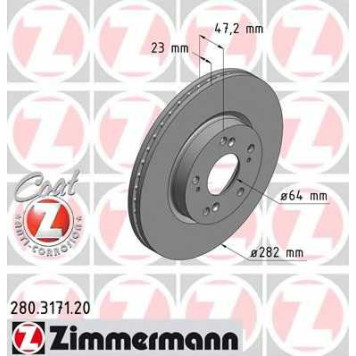 Тормозной диск ZIMMERMANN 280.3171.20