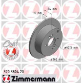 Диск торм. HYUNDAI зад. Getz/I20/Rio II 1,4-1,6L 02-> (262X10mm) <b>ZIMMERMANN 320380420</b>