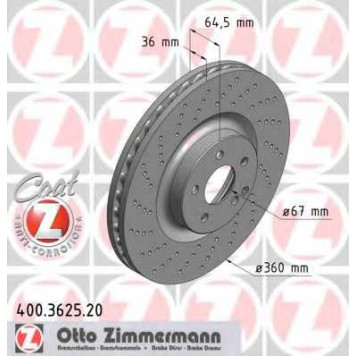 Тормозной диск ZIMMERMANN 400.3625.20