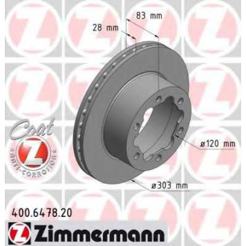 Тормозной диск ZIMMERMANN 400.6478.20