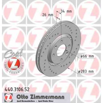 Тормозной диск ZIMMERMANN 440.3106.52