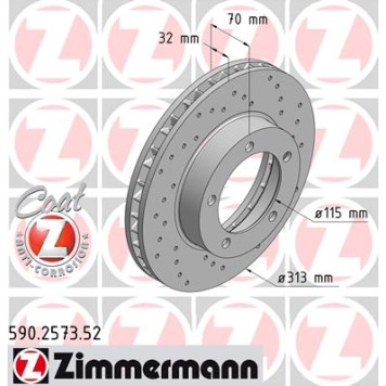 Диск тормозной TOYOTA SPORT Coat Z <b>ZIMMERMANN 590257352</b>