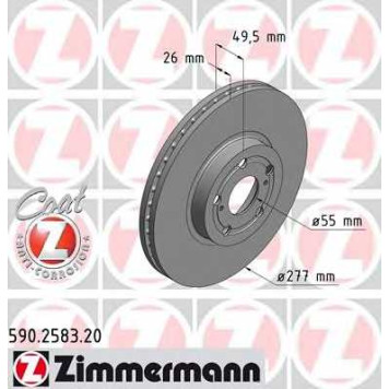 Тормозной диск ZIMMERMANN 590.2583.20