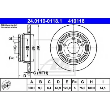 Тормозной диск ATE 410118 / 24.0110-0118.1