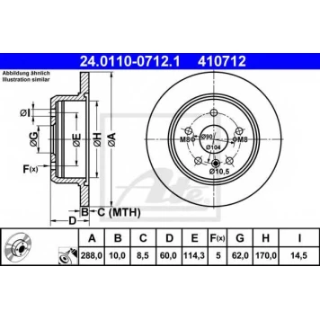 Тормозной диск ATE 410712 / 24.0110-0712.1