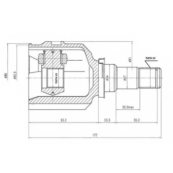 Шарнирный комплект приводного вала AYWIPARTS AW1520974